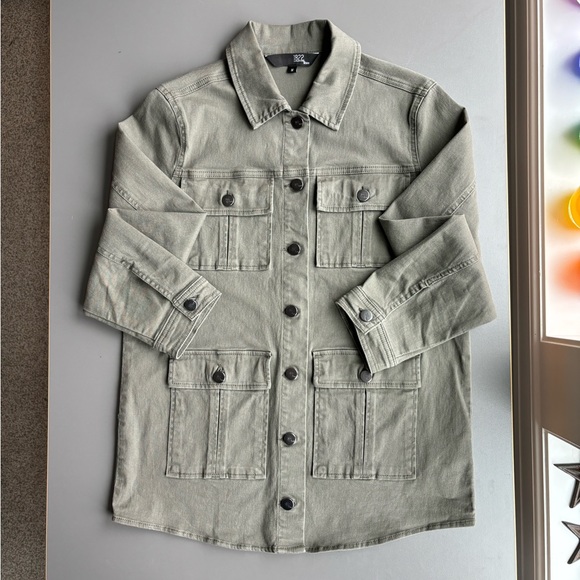 1822 Denim Utility Jacket, Sage Green, size M - Picture 3 of 7